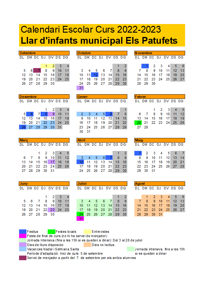 Calendari escolar curs 2022-23